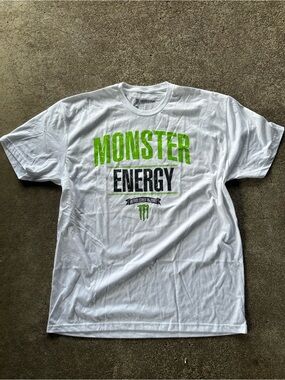 Monster Energy Drink White Graphic Short Sleeve T Shirt